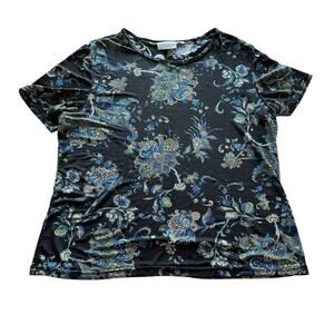 Vintage Top Womens Medium Black Paisley Sheer 90s Retro Indie Artsy Eclectic